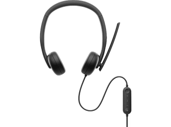 Auriculares - Dell WH3024, Con Cable, Circumaurales, Micrófono, Cancelación de Ruido Basada en IA, Negro