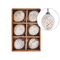 conjunto de 6 bolas de navidad de cristal hechos a mano adornos para colgar del arbol de navidad efecto envejecido blanco crema ivoire
