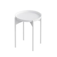 mesita auxiliar con tablero redondo de metal h57 cm - blanco