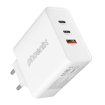 Cargador USB-C 65W Phoenix con 3 Conectores y Carga Rápida