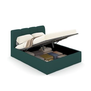 Cama Con Canapé Abatible Estilo Nube Led 160x200 Cm Terciopelo Verde Baltimore