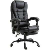 vinsetto silla de oficina con 7 puntos de masaje con reposapies retractil negro