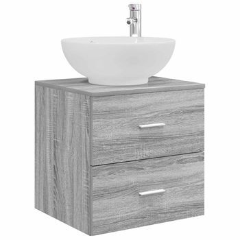 Vanidad Con Lavabo De Pared Sonoma Gris 49,5 X 44,5 X 66,5 Cm Vidaxl