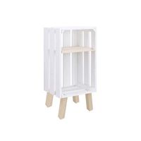 mesita box vertical blanca - hecha a mano en espana - madera natural