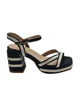 de azarey sandalia negra -beig rafia negro