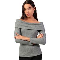 admas blusa camiseta de manga larga bandeau melange para mujer