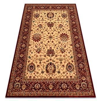Alfombra De Lana Kashqai 4303 106 Flores, Marco Beige / Burdeos 80x160 Cm