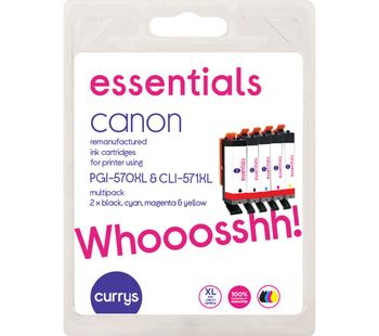 ESSENTIALS Canon 570XL & 571XL Cyan, Magenta, Yellow & Black x 2 Ink Cartridges - Multipack, Cyan