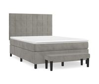 cama box spring con colchon terciopelo gris claro 140x190 cm bloques con cuadros