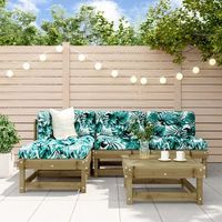 conjunto de sofas de jardin 5 uds  mueble jardin mesa y sillas madera de pino impregnada cfw445802