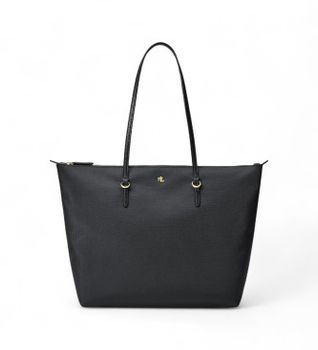 Lauren Ralph Lauren para mujer. 431950007002 Bolso tote Keaton grande de nailon negro (OSFA), Casual, Sostenible, Nylon reciclado