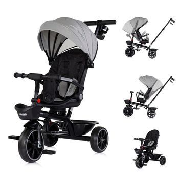 Triciclo Con Capota Y Mango Parental Max Sport De Chipolino - Charcoal