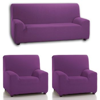 Funda Sofá Denia Ajustable Trio  Rufino Diaz, Morado Cardenal