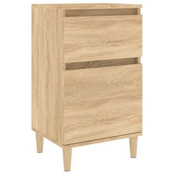 Mesita De Noche 40x35x70 Cm Madera Trabajada Y Madera De Eucalipto - Marrón