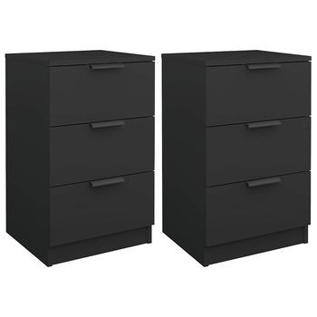 Juego De 2 Mesitas De Noche - Mesillas Negro 40x36x65 Cm Mc5817