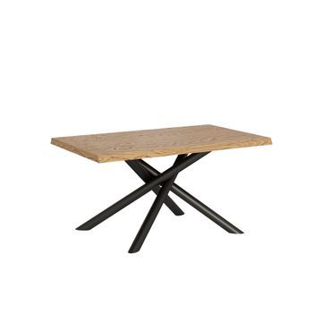 Mesa Extensible 90x160/260 Cm Vindral Roble Descortezado Patas Antracita