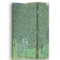 legendarte - biombo rosales debajo de los arboles - gustav klimt - separador de ambientes para interiores cm 110x150 3 paneles