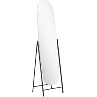 homcom espejo de cuerpo entero arqueado 160x40 cm sin marco soporte de metal espejo de pie o apoyado en la pared negro