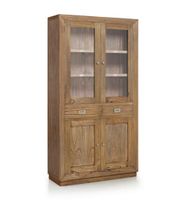 vitrina de madera de mindi beige alt 190 cm