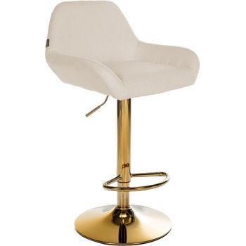 Taburete De Bar Braga En Tela Con Marco Dorado Crema 52x51x89 Cm Clp
