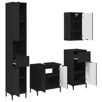 juego de muebles de bano negro madera compuesta metal vidaxl