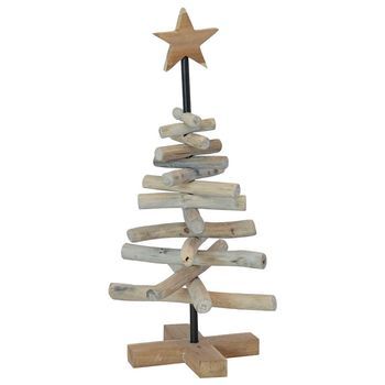 Árbol De Navidad | Decoraciones De Navidad Con Soporte Marrón 60 Cm Madera De Teca Maciza