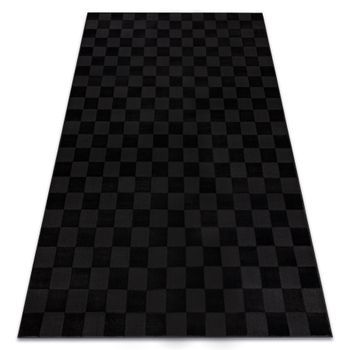 Alfombra Aura Eb112 Negro / Antracita - Tablero De Ajedrez, Estructura 240x330 Cm