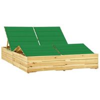 tumbona de jardin  silla  sillon exterior doble y cojines madera pino impregnada verde cfw923263