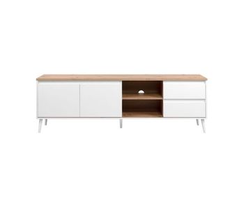 Mueble de tv pirineos 2 puertas + 2 cajones + 2 compartimentos blanco/natural 59x186x36 cm