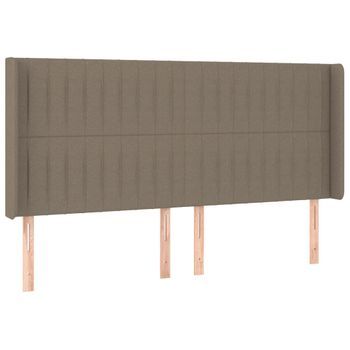 Cabecero Cama Mueble De Dormitorio Con Led De Tela 183 X 16 X 118/128 Cm Gris Topo M02_0000918