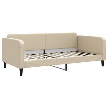 Cama Para Adulto | Cama Individual | Sofá Cama Sin Colchón Tela Crema 100x200 Cm