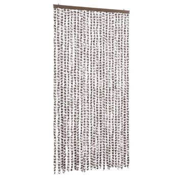 Cortina Antimoscas Chenilla Gris Taupe Y Blanco 100x230 Cm