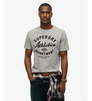 Superdry para hombre. M1012313A Camiseta Athletic Relaxed gris (S), Casual, Manga corta, Tela