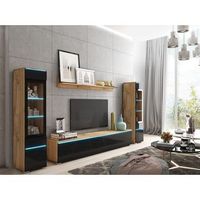 conjunto de muebles de salon vera ii juego de muebles de salon mueble de television sin iluminacion led color wotannegro brillo