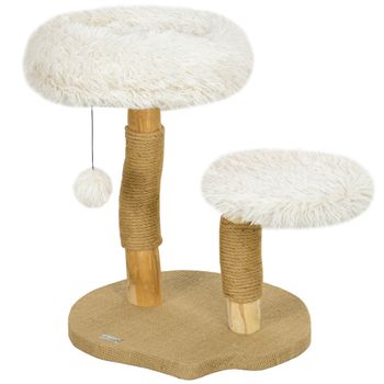 PawHut Árbol para Gatos, 61,5 cm, con cama para gato, árbol rascador, plataforma de salto, bola de juguete, para gatos de hasta 5 kg, Blanco