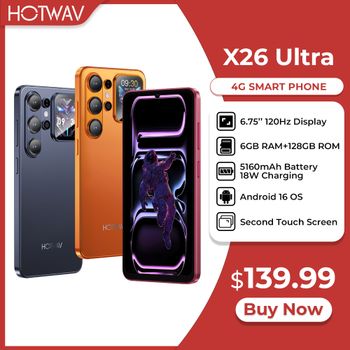 Teléfono Inteligente HOTWAV X26 Ultra de 6.75'' 120Hz 5160mAh 18W Android 16 con Segunda Pantalla 6GB 128GB WiFi 6
