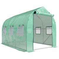 outsunny invernadero de tunel 3x2x2 m con 6 ventanas de malla y puerta invernadero de huerto para patio jardin verde