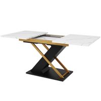 mesa de comedor extensible mesa de cocina-salon con patas cruzadas 120-160x80x754 cm blanconegro
