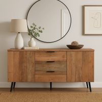 aparador de madera con 2 puertas y 3 cajones