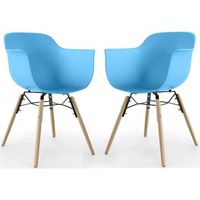 silla de comedor - diseno escandinavo - patas de madera - pack de 2 - nordika azul