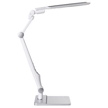 Lámpara De Escritorio Led Para Oficina Con Brazo Giratorio Ajustable Regulador De Intensidad Continuo Y Modos Cct Plateado Pegasi