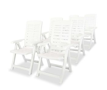 Vidaxl sillas de jardín reclinables 6 unidades plástico blanco