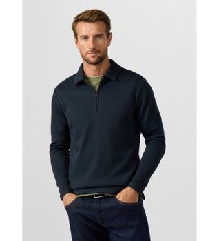 Hackett London para hombre. HM5800134 sudadera polo con cremallera y logo waffle mairno (M), Casual, Poliéster, Manga larga, Marino
