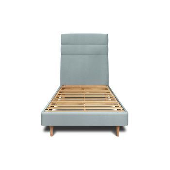 Cama De 140x190 Cm Con Cabecero De Línea - Tejido De Terciopelo