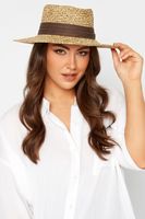 yours sombrero marron canotier con cinta contraste