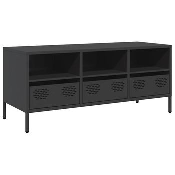 Mueble Tv | Mueble De Salón | Mesa De Tv Acero Laminado En Frío Negro 101 | 5x39x43 | 5 Cm