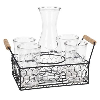 Set de 4 vasos de vidrio transparente de de 1l