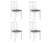 vidaxl sillas de comedor con cojines 4 unidades madera maciza blanca
