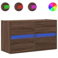 mueble de tv  mueble de salon  gabinete de tv de pared con luces led marron roble 80x31x45 cm
