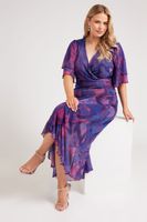 yours london vestido midi morado estampado abstracto mujer curvy y tallas grandes yours london